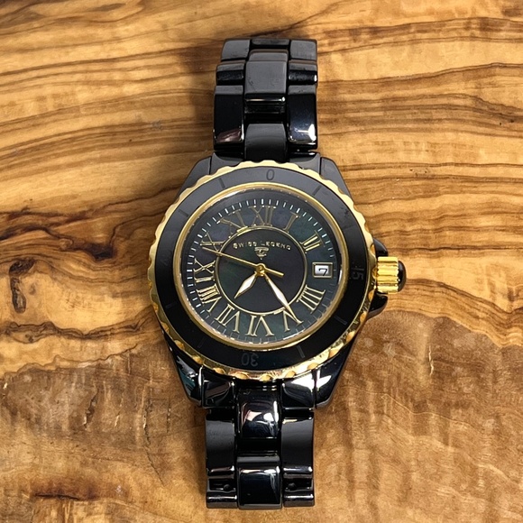 Swiss Legend Karamica Women’s Black Watch Ceramic, Tested, Works! Small Wrist - Picture 7 of 13